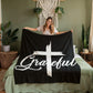Grateful Coral Fleece Blanket – Gift for Her - Gift for Him