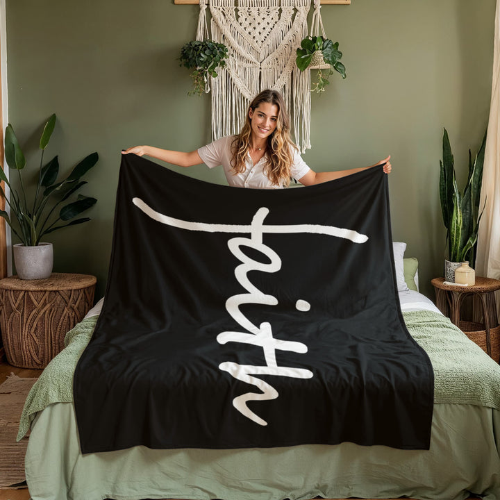 Faith (White) – Coral Fleece Blanket – Gift for Her – Gift for Him