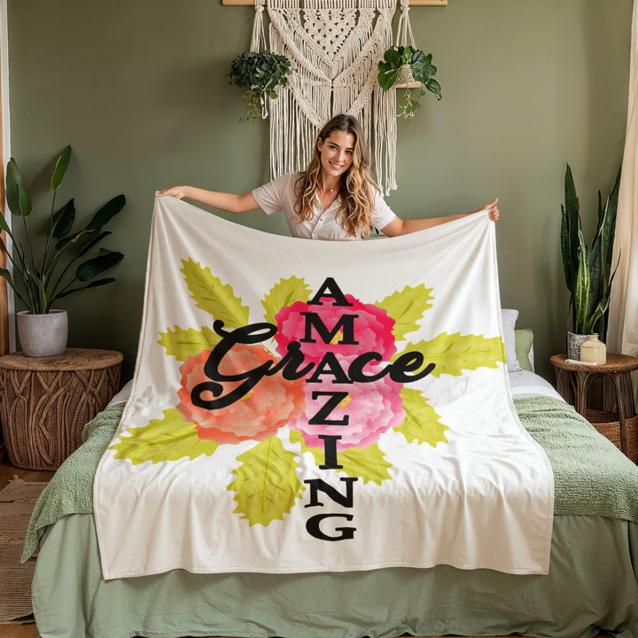 Amazing Grace Coral Fleece Blanket – Gift for Her