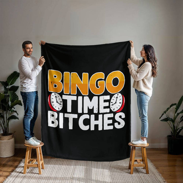 Bingo Time Bitches Fleece Blanket – Gift for Her