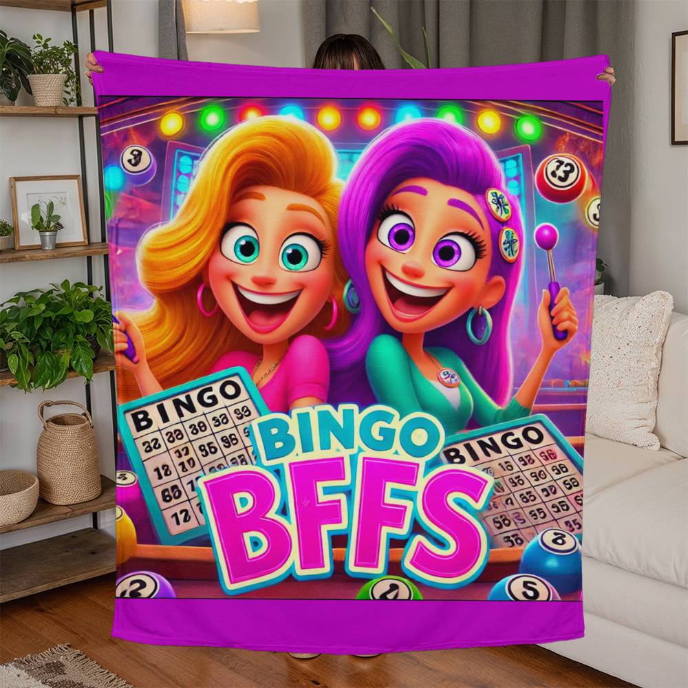 Bingo BFFS 1 - Jersey Fleece Blanket 50" x 60" - Gift for Her
