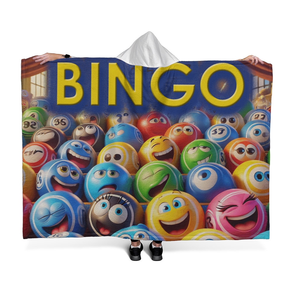 BINGO 1 - Hooded Sherpa Fleece Blanket - Gift for Her - Gift for Him