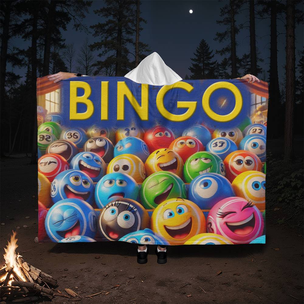 BINGO 1 - Hooded Sherpa Fleece Blanket - Gift for Her - Gift for Him