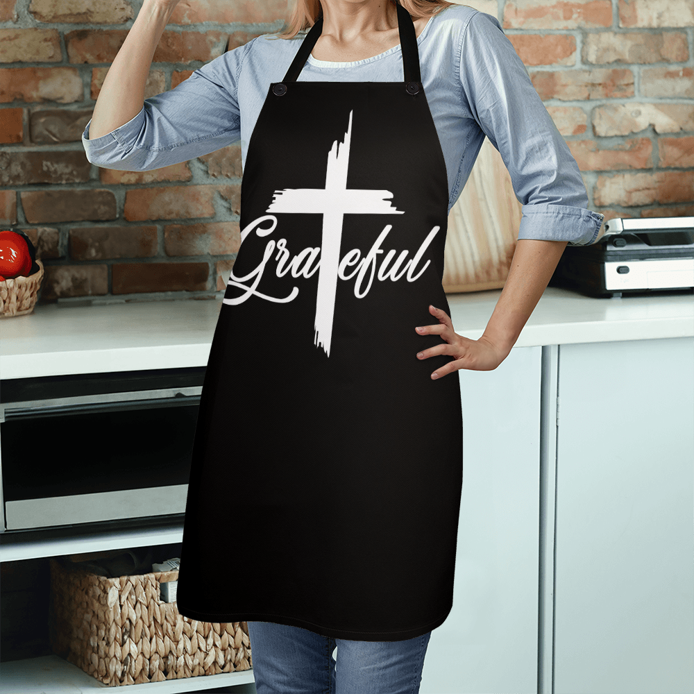 Grateful (WHITE) - Apron - Gift for Her - Gift for Him