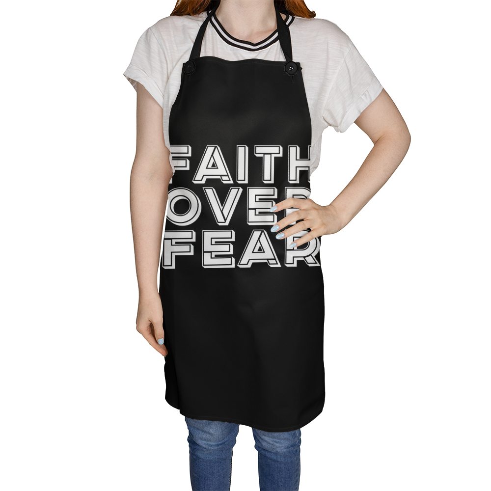Faith Over Fear (White) - Apron - Gift for Her - Gift for Him