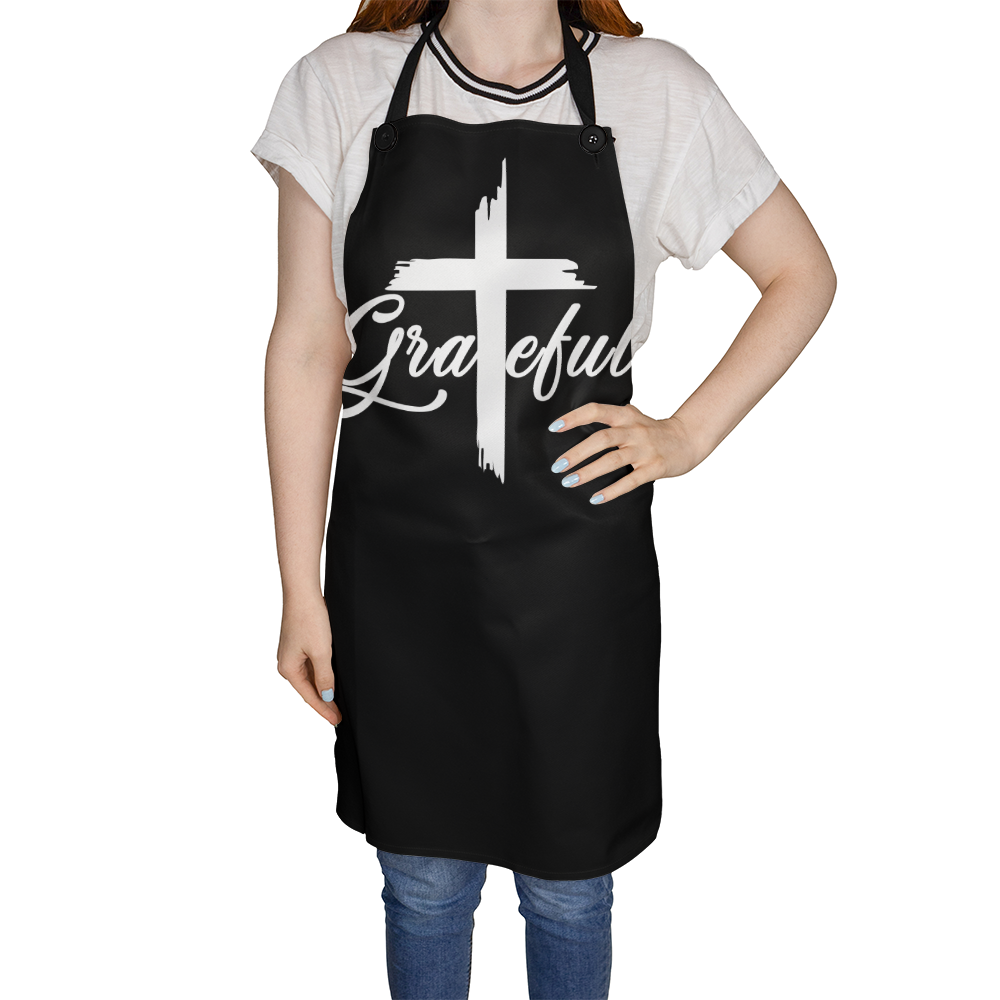 Grateful (WHITE) - Apron - Gift for Her - Gift for Him