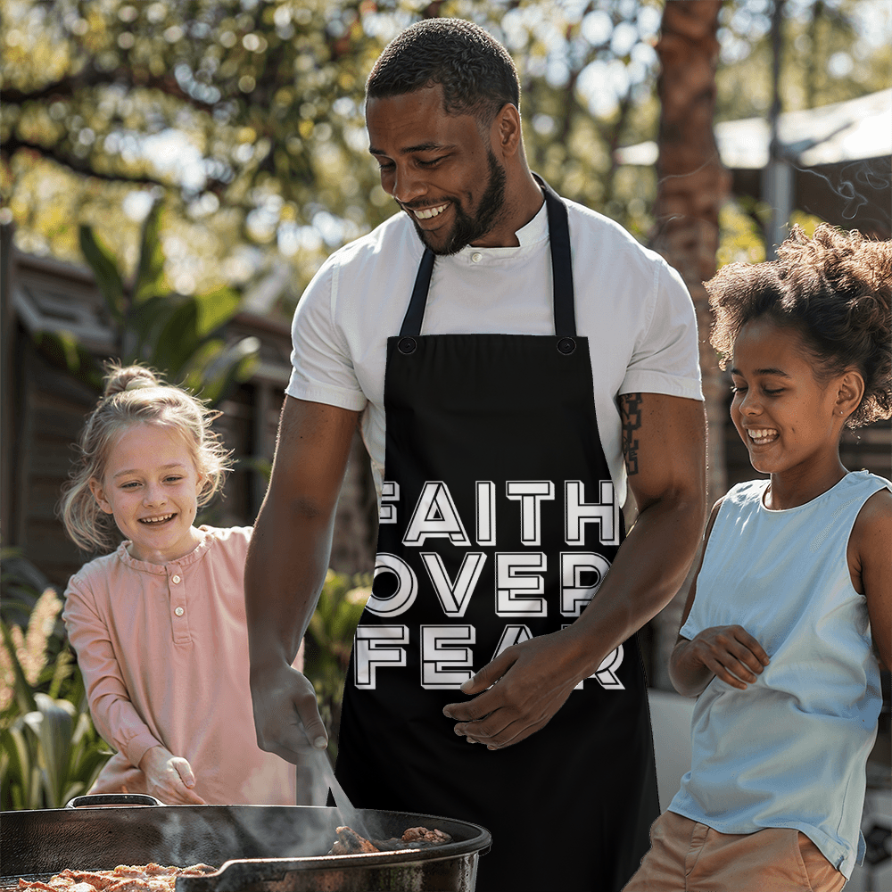 Faith Over Fear (White) - Apron - Gift for Her - Gift for Him