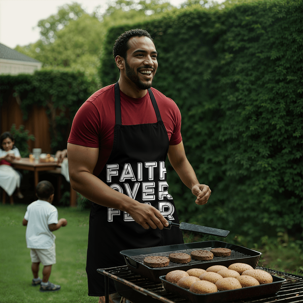 Faith Over Fear (White) - Apron - Gift for Her - Gift for Him