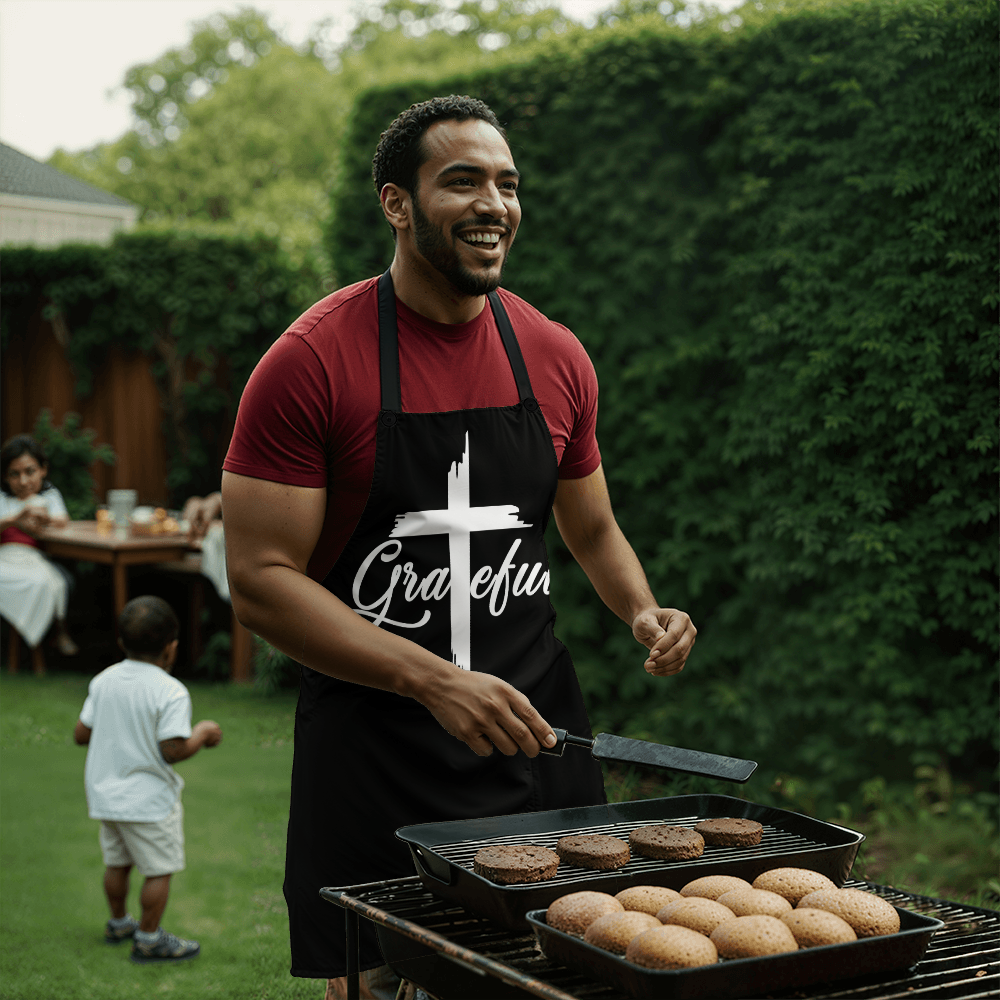 Grateful (WHITE) - Apron - Gift for Her - Gift for Him