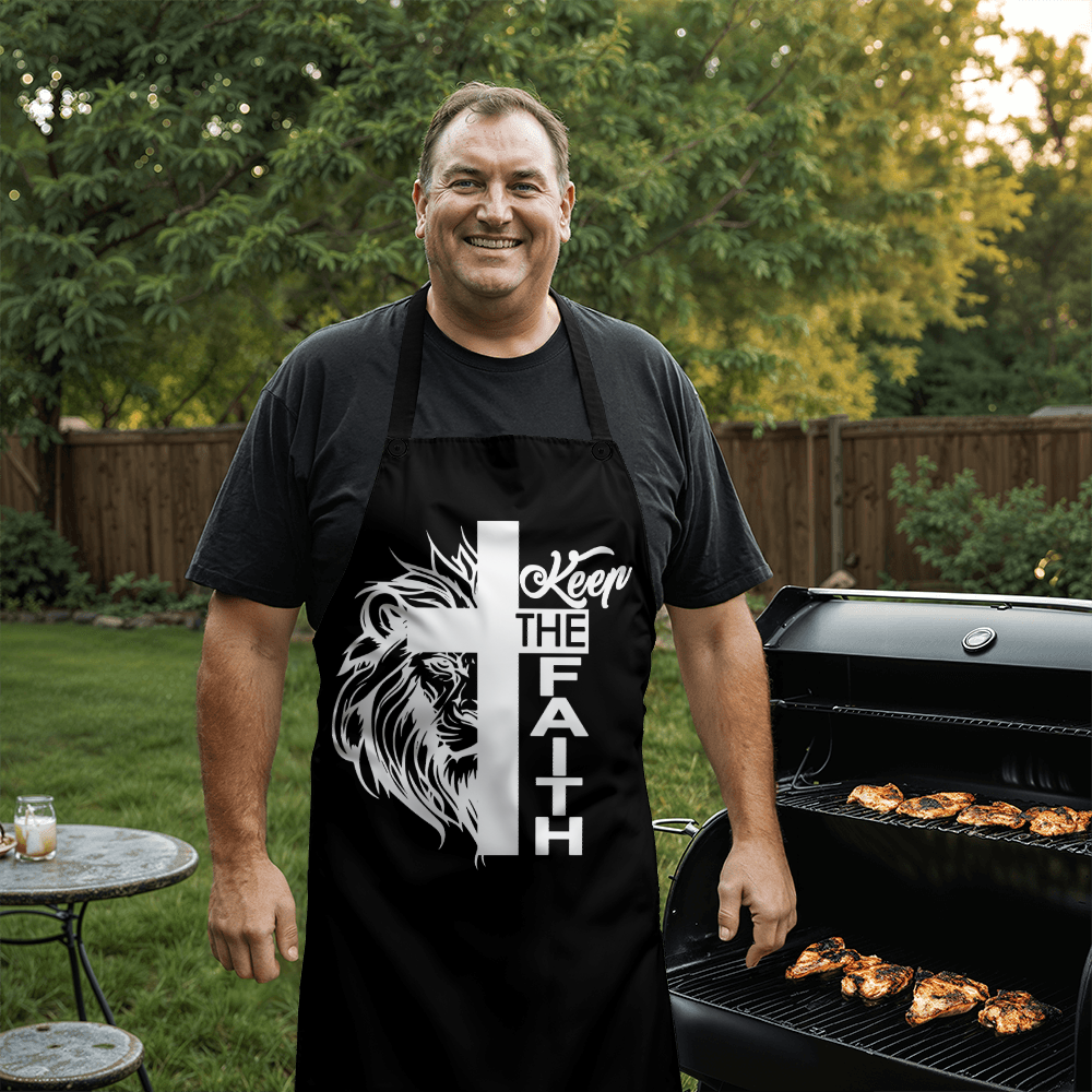 Keep The Faith 02 (WHITE) - Apron - Gift for Her - Gift for Him