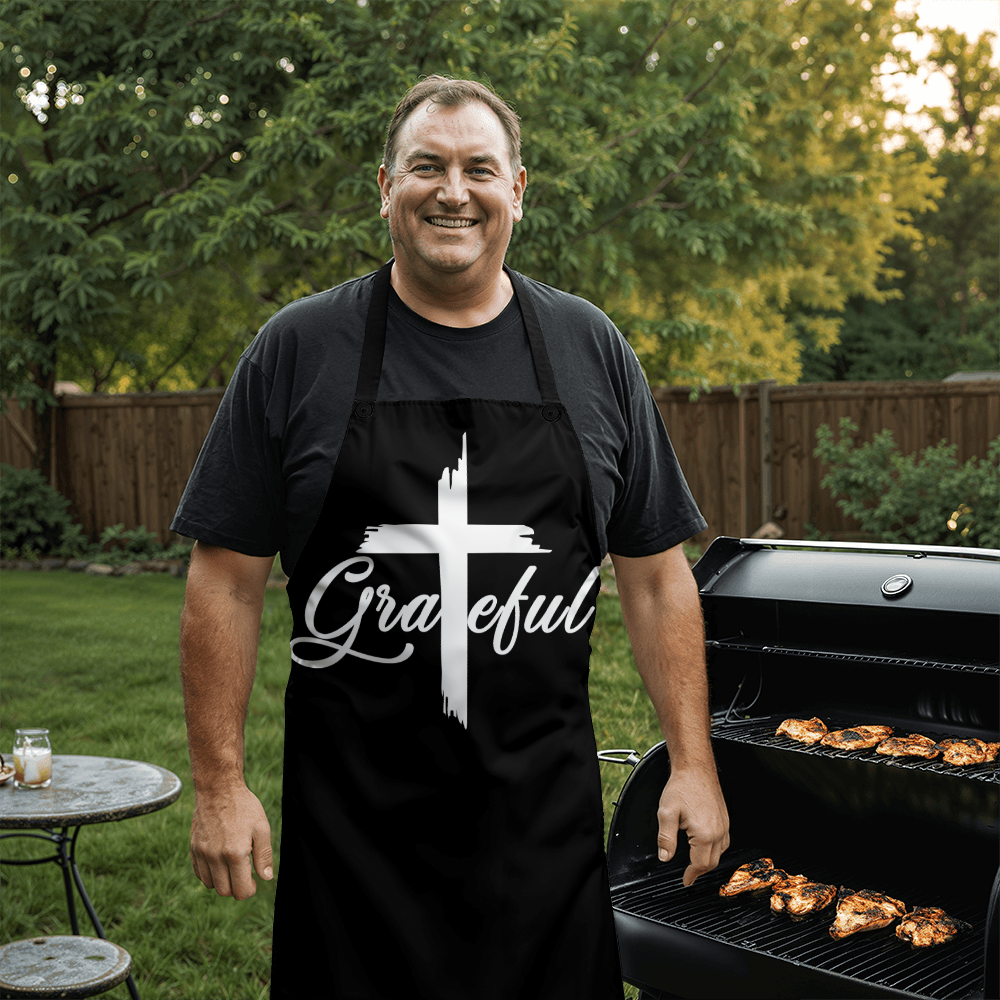Grateful (WHITE) - Apron - Gift for Her - Gift for Him