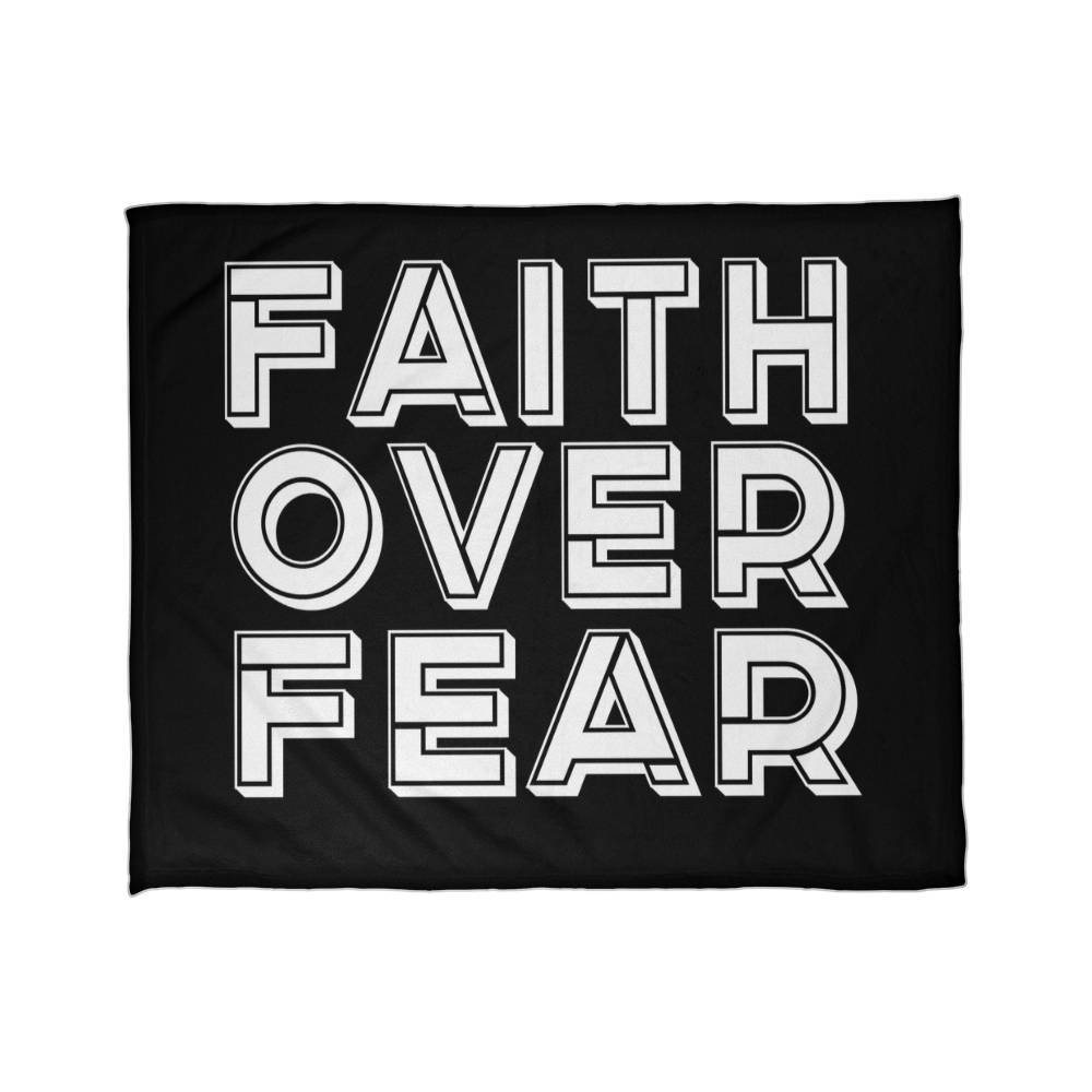 Faith Over Fear (White) – Coral Fleece Blanket – Gift for Her - Gift for Him