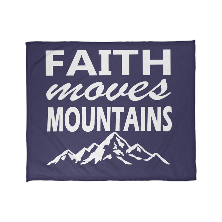 Faith Moves Mountains (White) Coral Fleece Blanket – Gift for Her - Gift for Him