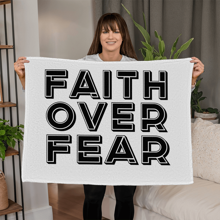 Faith Over Fear (Black) – Coral Fleece Blanket – Gift for Her - Gift for Him