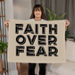 Faith Over Fear (Black with Cream Background) Coral Fleece Blanket – Gift for Her - Gift for Him