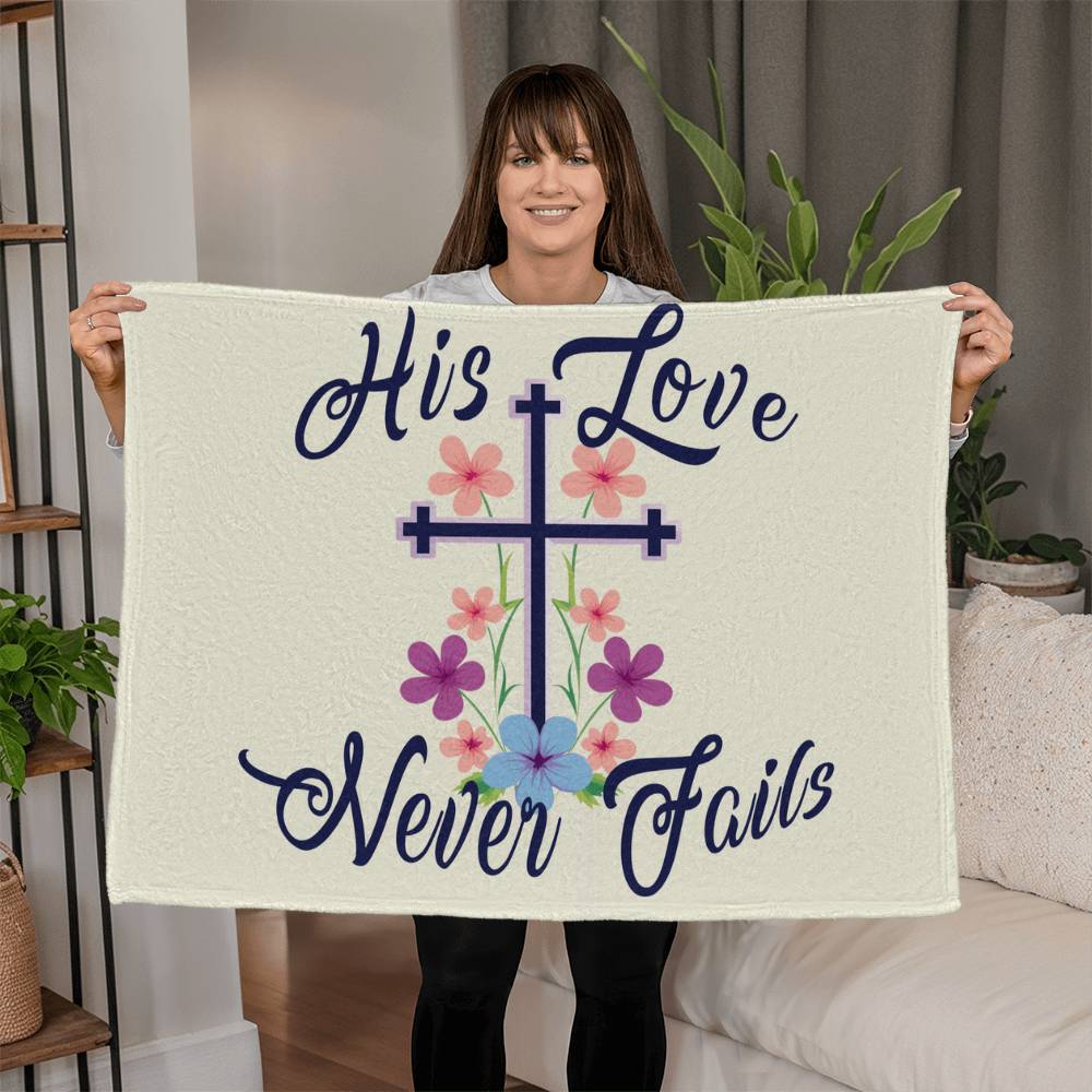 His Love Never Fails - Coral Fleece Blanket (4:3) - Gift for Her