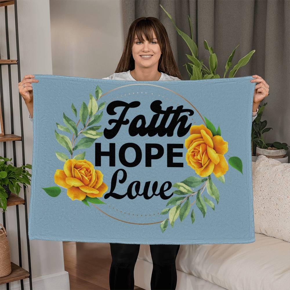 Faith Hope Love Coral Fleece Blanket – Gift for Her - Gift for Him