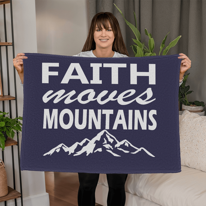 Faith Moves Mountains (White) Coral Fleece Blanket – Gift for Her - Gift for Him