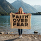 Faith Over Fear (Black with Cream Background) Coral Fleece Blanket – Gift for Her - Gift for Him