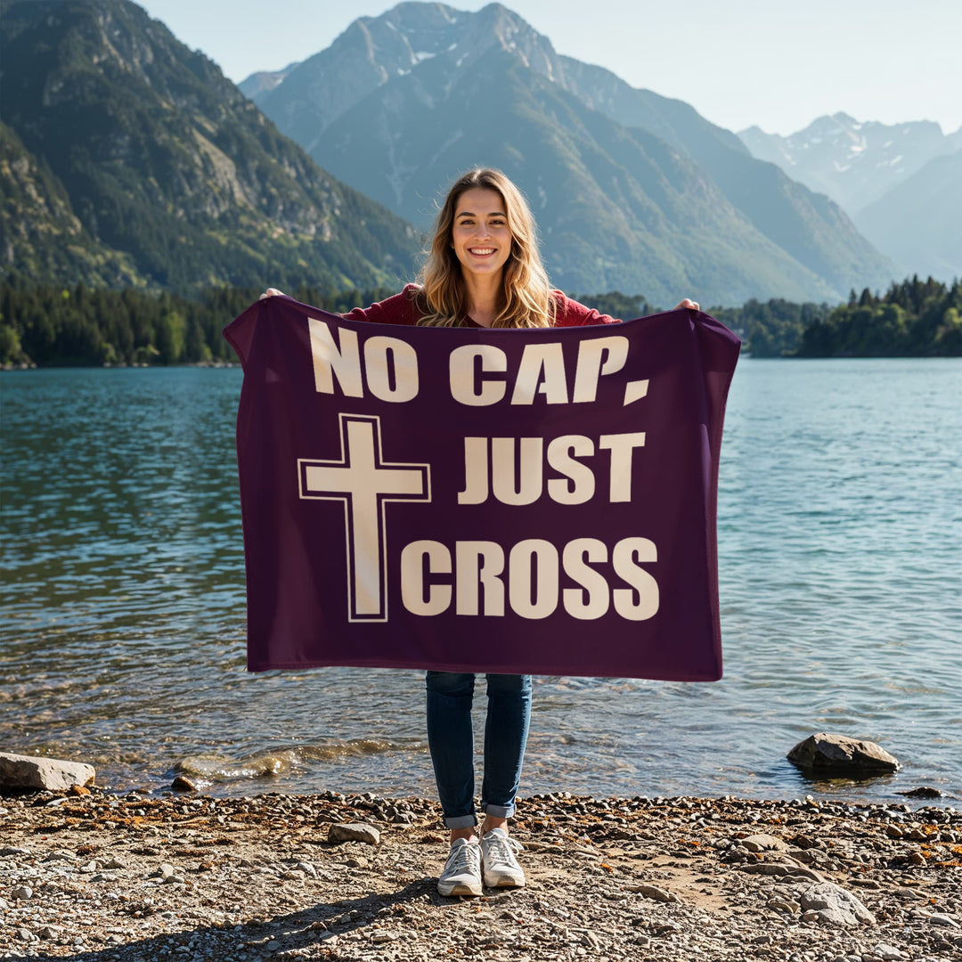 No Cap, Just Cross Coral Fleece Blanket – Gift for Her - Gift for Him
