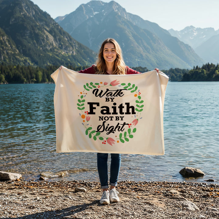 Walk By Faith Not By Sight Coral Fleece Blanket – Gift for Her - Gift for Him