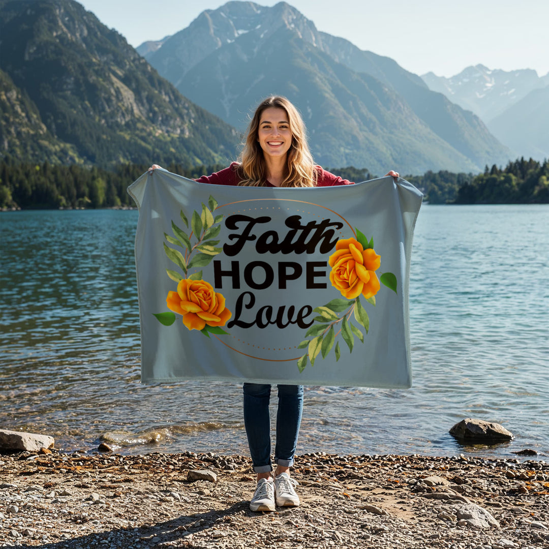 Faith Hope Love Coral Fleece Blanket – Gift for Her - Gift for Him