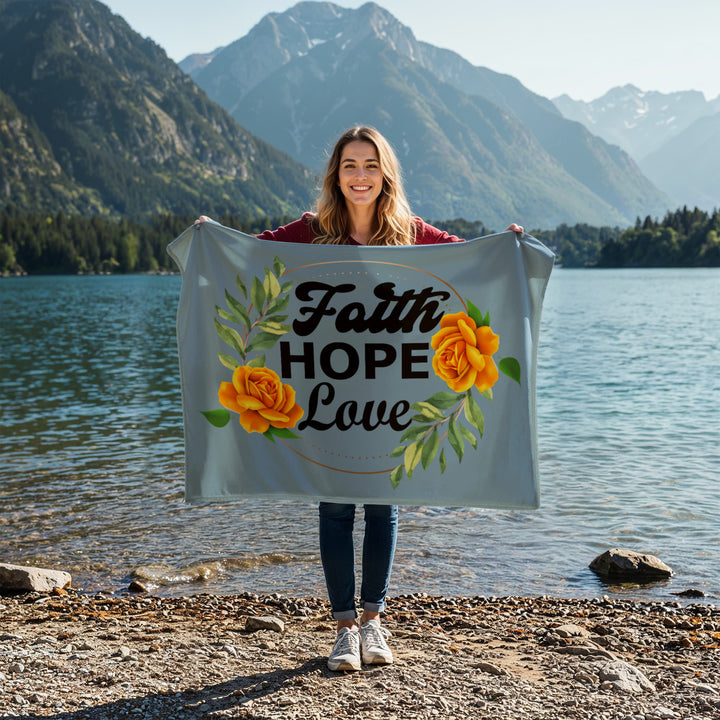 Faith Hope Love Coral Fleece Blanket – Gift for Her - Gift for Him