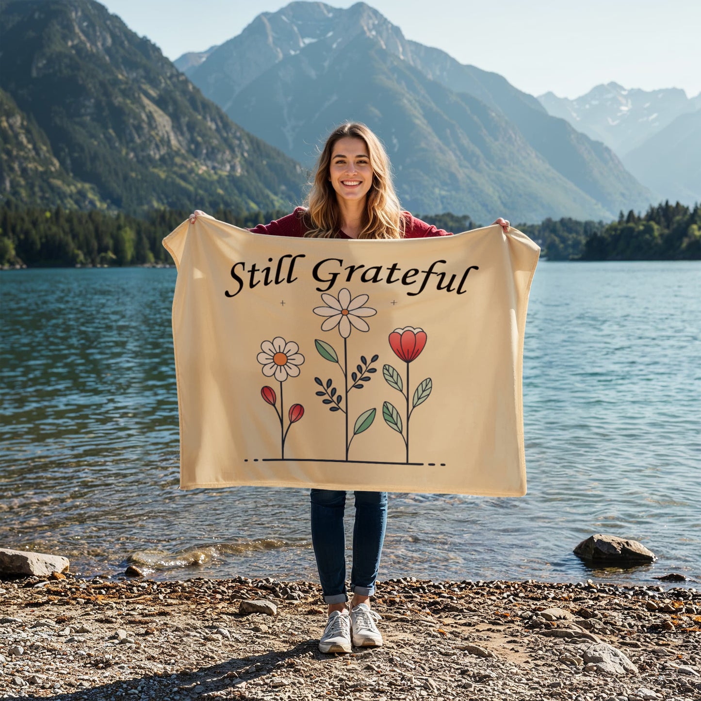 Still Grateful Coral Fleece Blanket – Gift for Her - Gift for Him