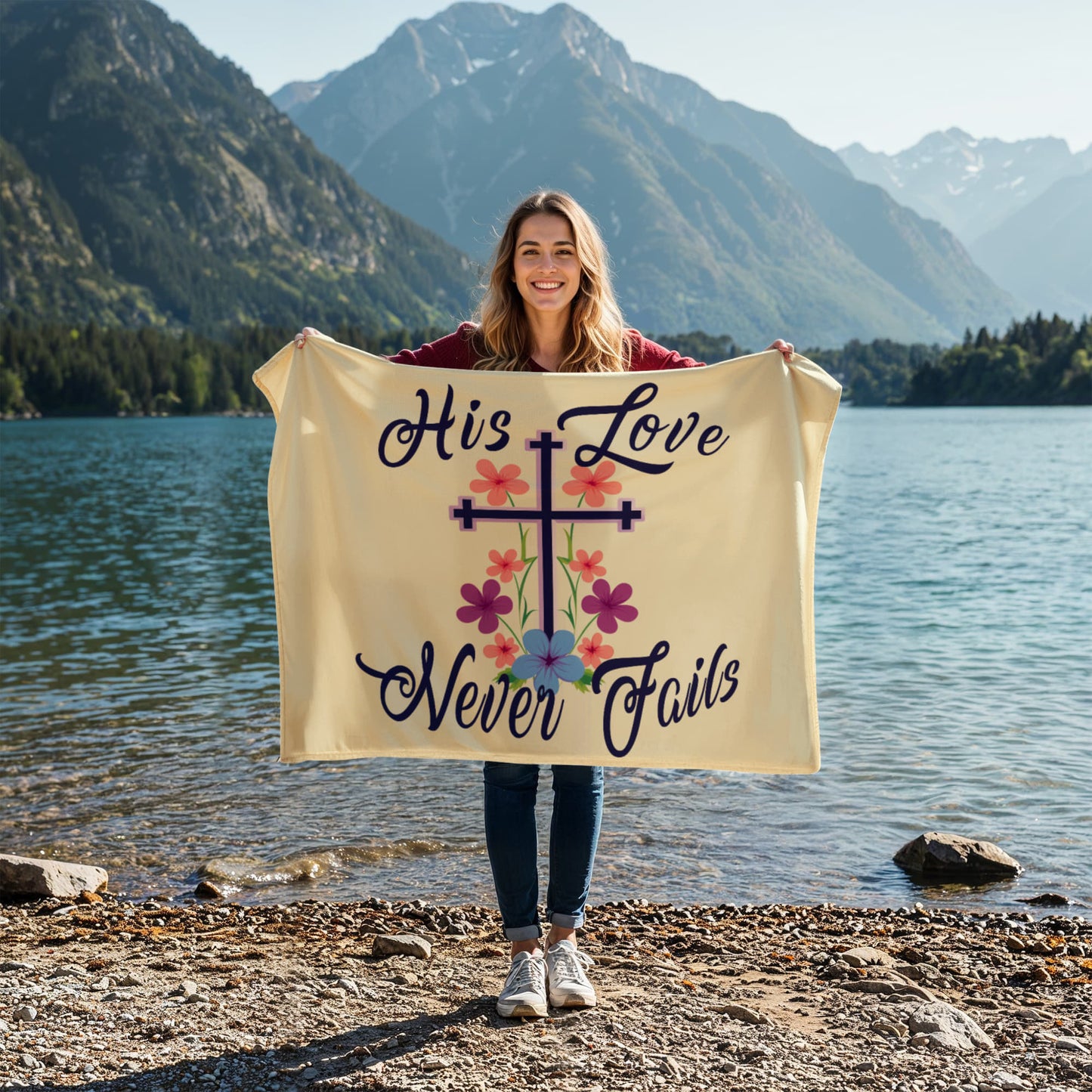 His Love Never Fails - Coral Fleece Blanket (4:3) - Gift for Her