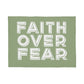 Faith Over Fear (White with Green Background) Coral Fleece Blanket – Gift for Her - Gift for Him