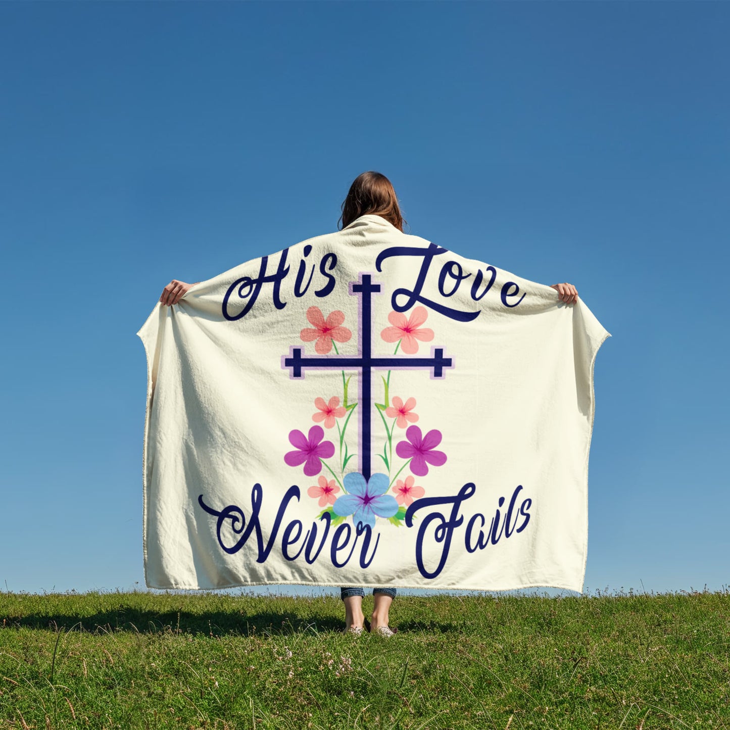 His Love Never Fails - Coral Fleece Blanket (4:3) - Gift for Her