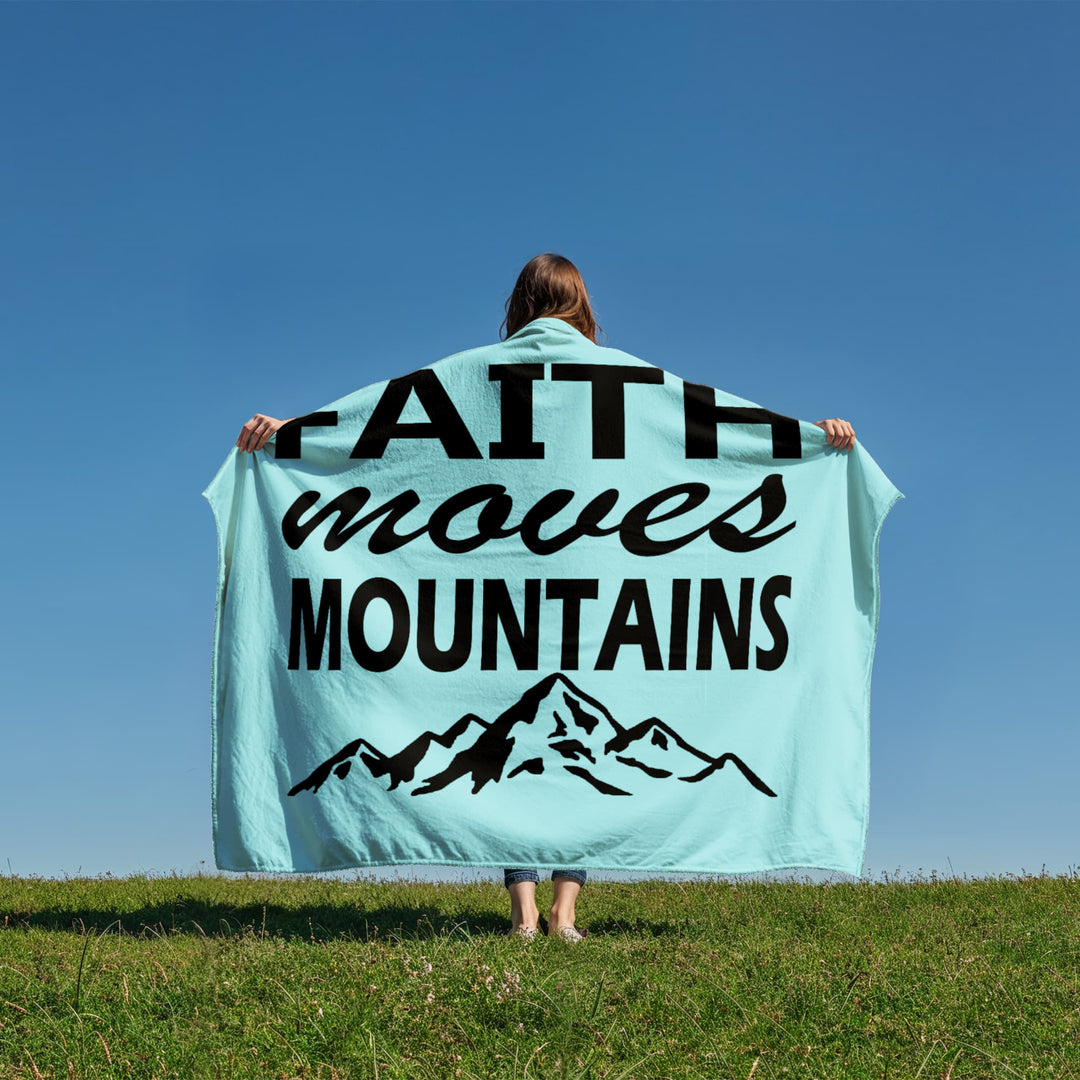 Faith Moves Mountains (Black) Coral Fleece Blanket – Gift for Her - Gift for Him