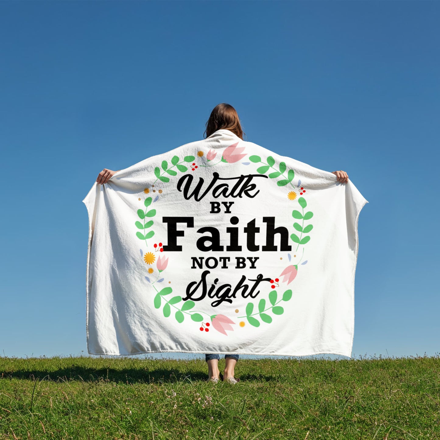 Walk By Faith Not By Sight Coral Fleece Blanket – Gift for Her - Gift for Him