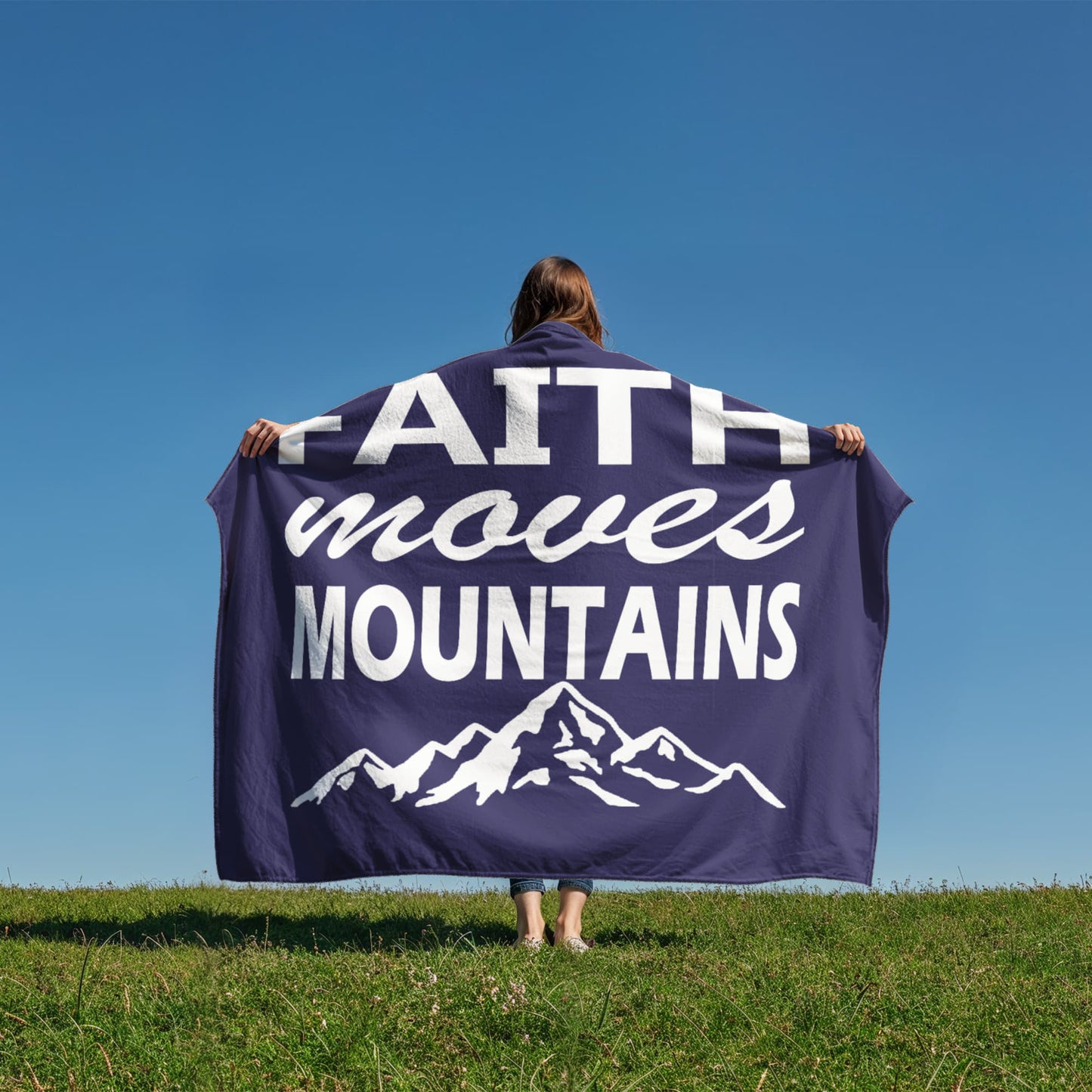 Faith Moves Mountains (White) Coral Fleece Blanket – Gift for Her - Gift for Him