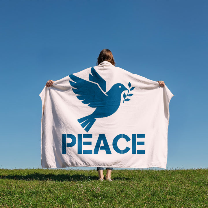 PEACE Coral Fleece Blanket – Gift for Her - Gift for Him