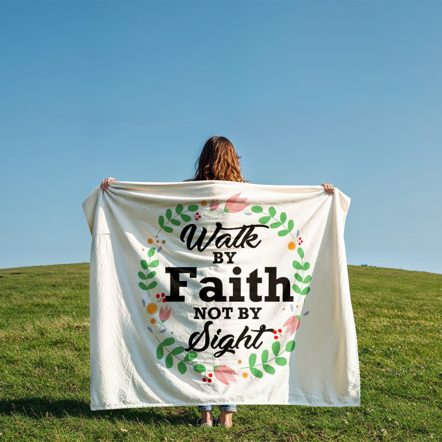 Walk By Faith Not By Sight Coral Fleece Blanket – Gift for Her - Gift for Him