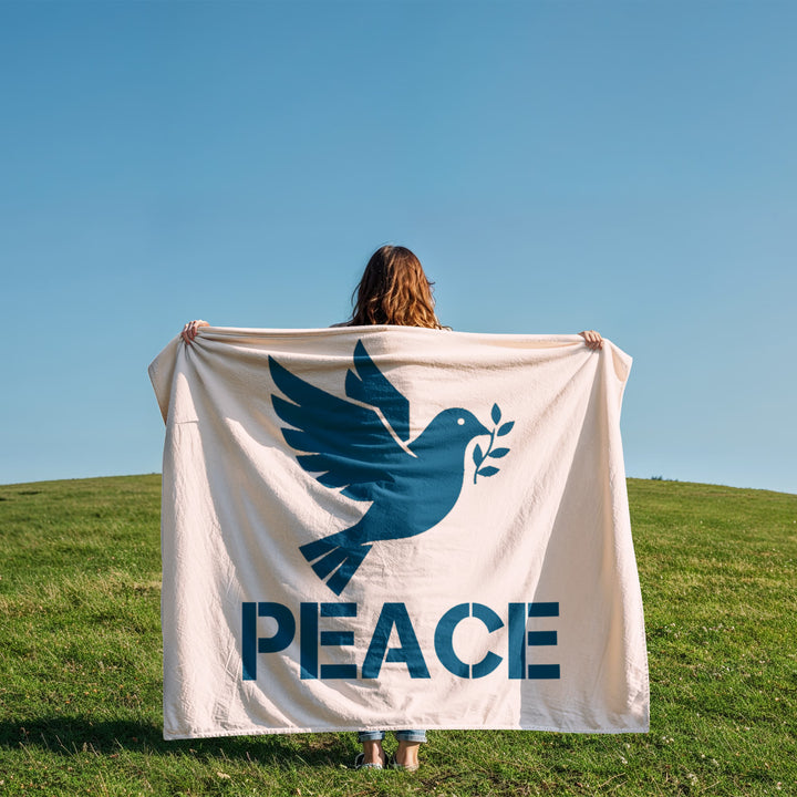 PEACE Coral Fleece Blanket – Gift for Her - Gift for Him