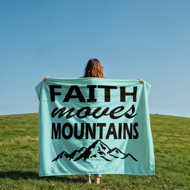 Faith Moves Mountains (Black) Coral Fleece Blanket – Gift for Her - Gift for Him