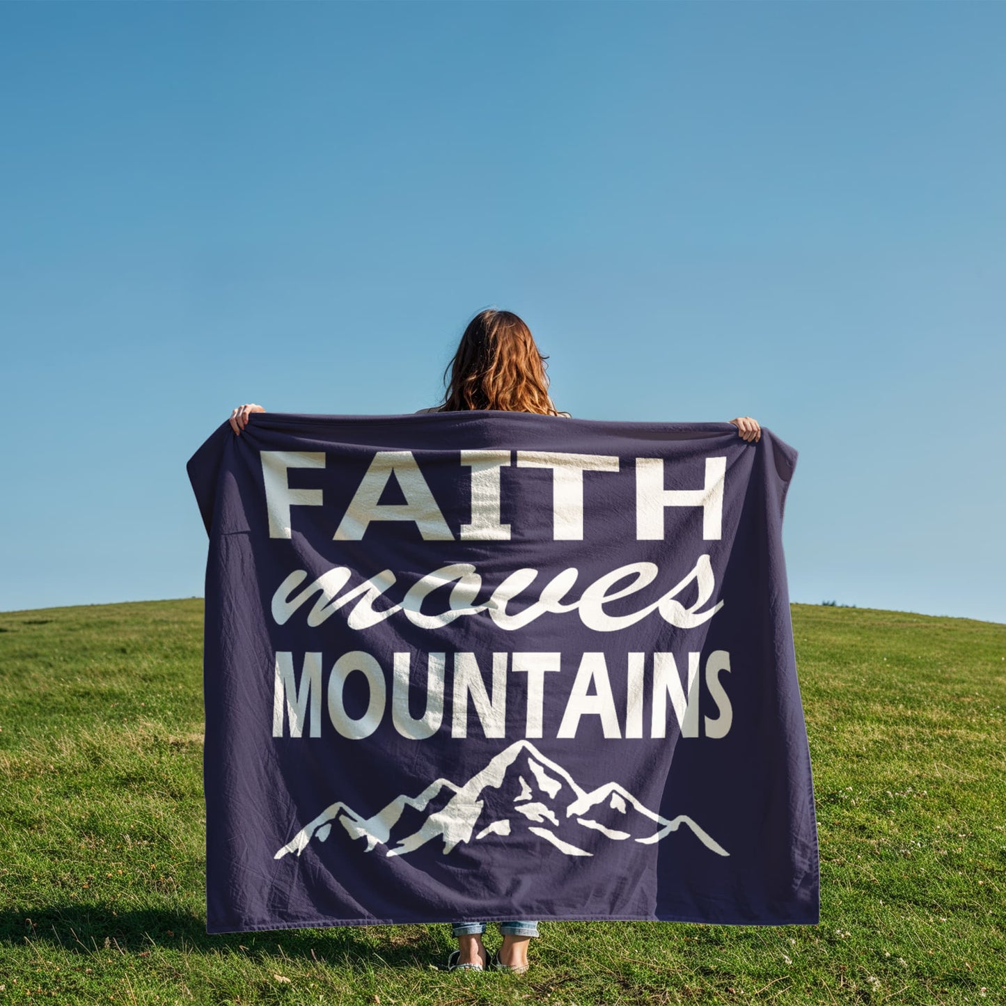 Faith Moves Mountains (White) Coral Fleece Blanket – Gift for Her - Gift for Him