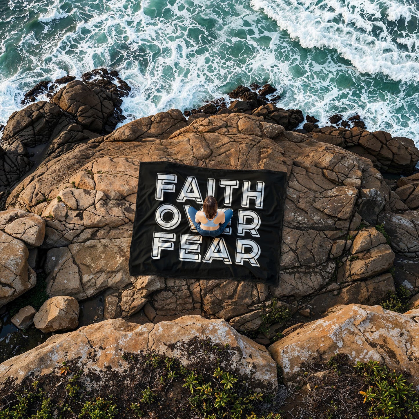 Faith Over Fear (White) – Coral Fleece Blanket – Gift for Her - Gift for Him
