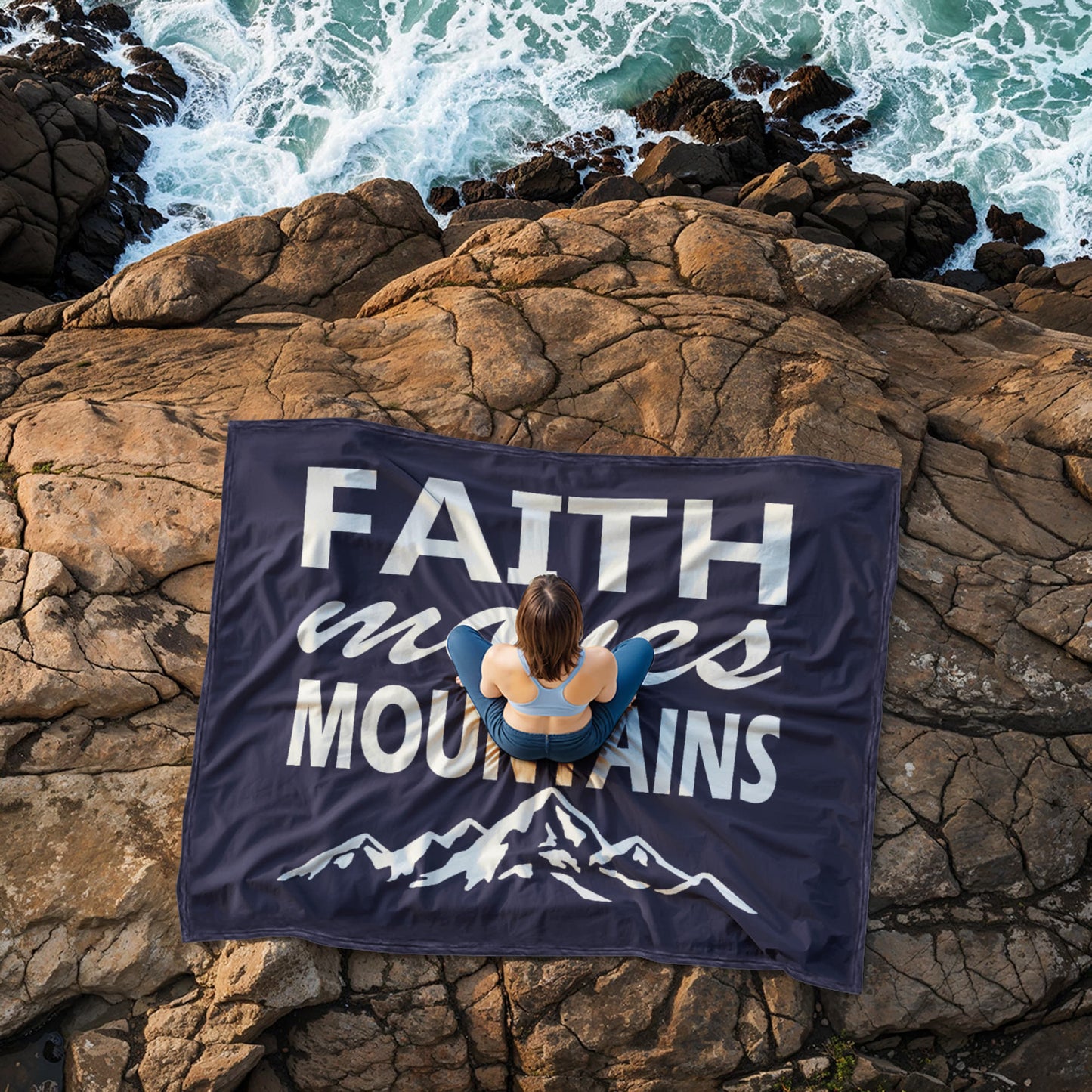 Faith Moves Mountains (White) Coral Fleece Blanket – Gift for Her - Gift for Him