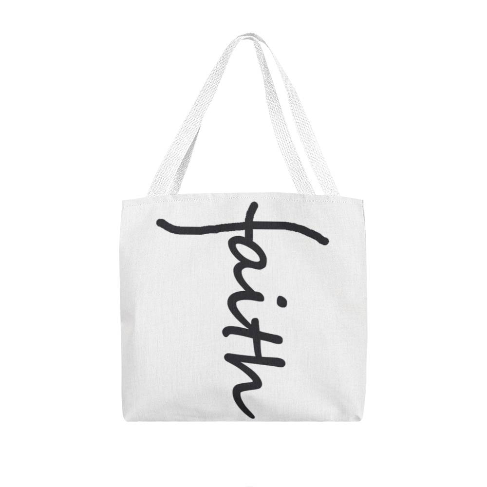 Faith (Black) Tote Bag – Gift for Her - Gift for Him