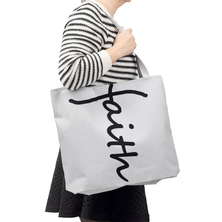 Faith (Black) Tote Bag – Gift for Her - Gift for Him