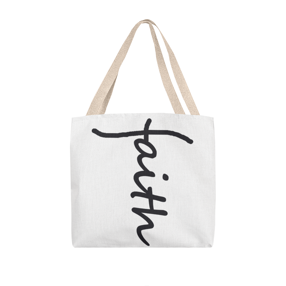 Faith (Black) Tote Bag – Gift for Her - Gift for Him