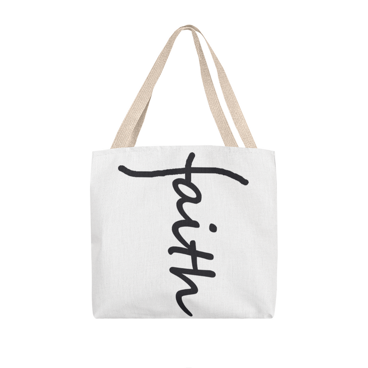 Faith (Black) Tote Bag – Gift for Her - Gift for Him
