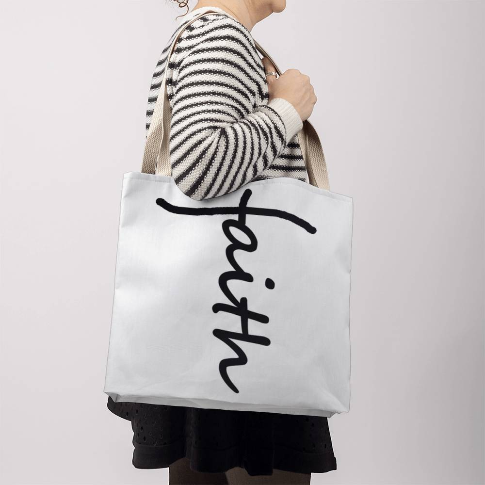 Faith (Black) Tote Bag – Gift for Her - Gift for Him