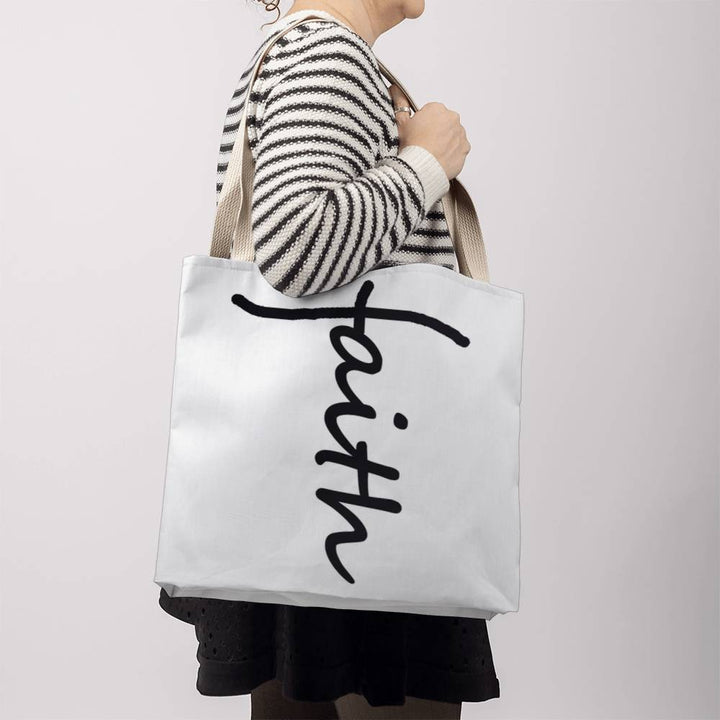 Faith (Black) Tote Bag – Gift for Her - Gift for Him