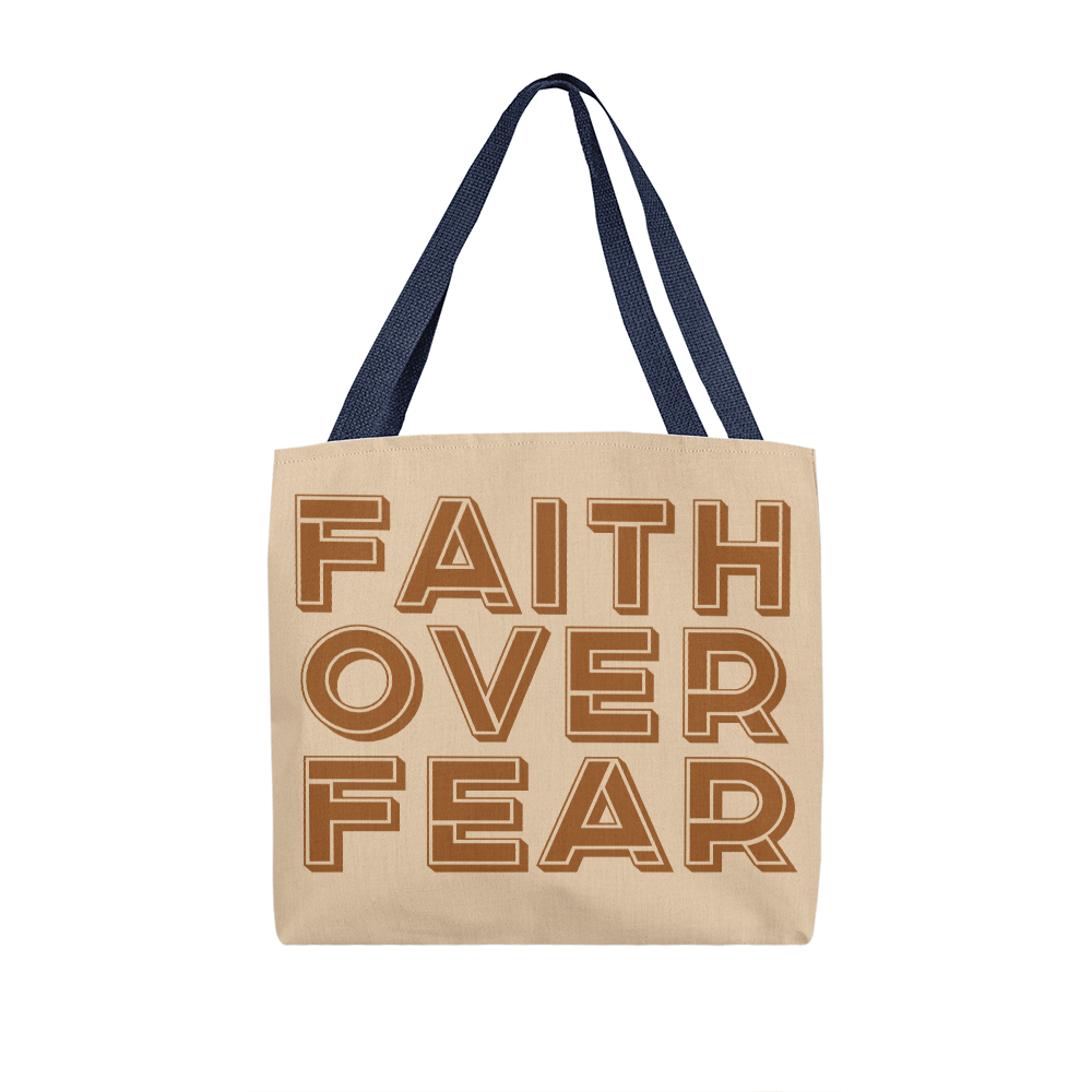 Faith Over Fear (Brown) Classic Tote Bag – Gift for Her - Gift for Him