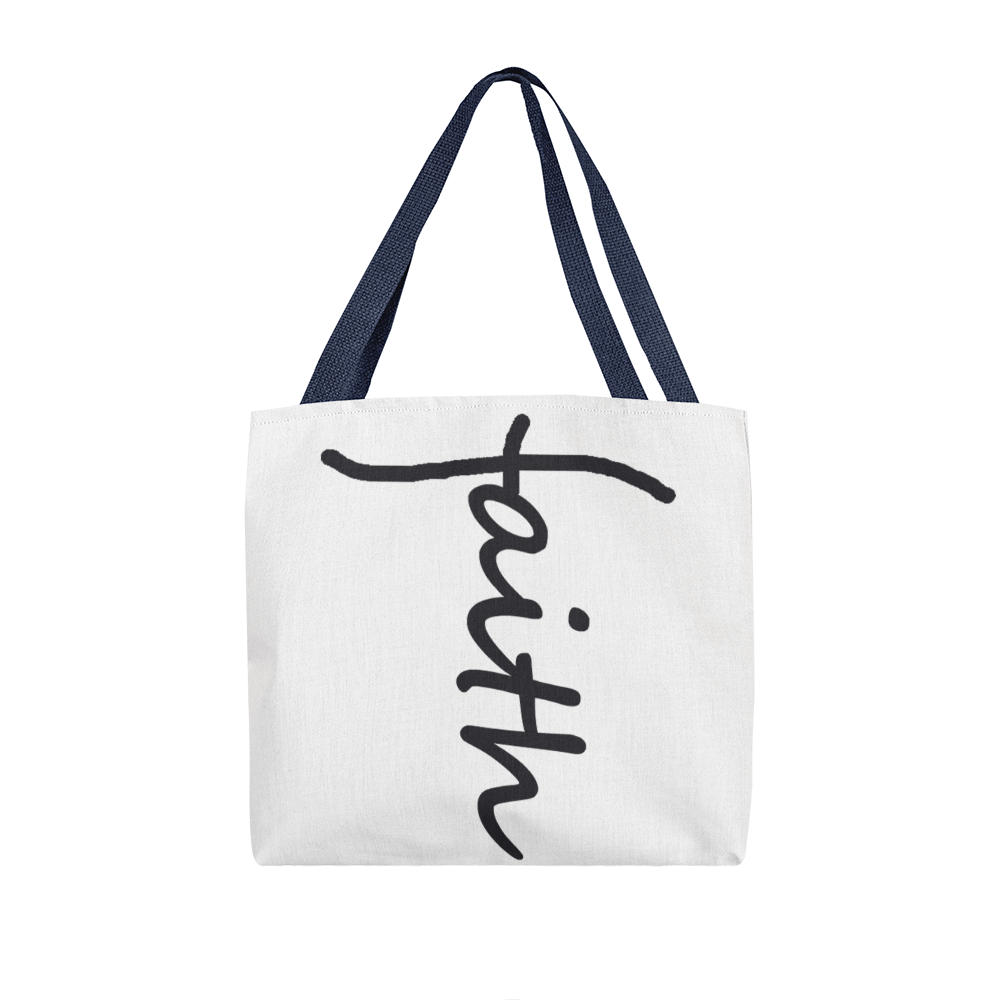 Faith (Black) Tote Bag – Gift for Her - Gift for Him