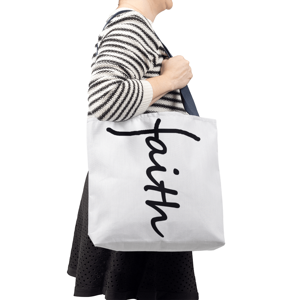 Faith (Black) Tote Bag – Gift for Her - Gift for Him